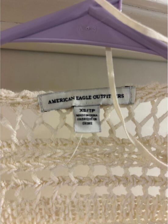 American Eagle Boho Crochet Fringe Cardigan XS Kimono Festival Beach Cover Up - Picture 2 of 5